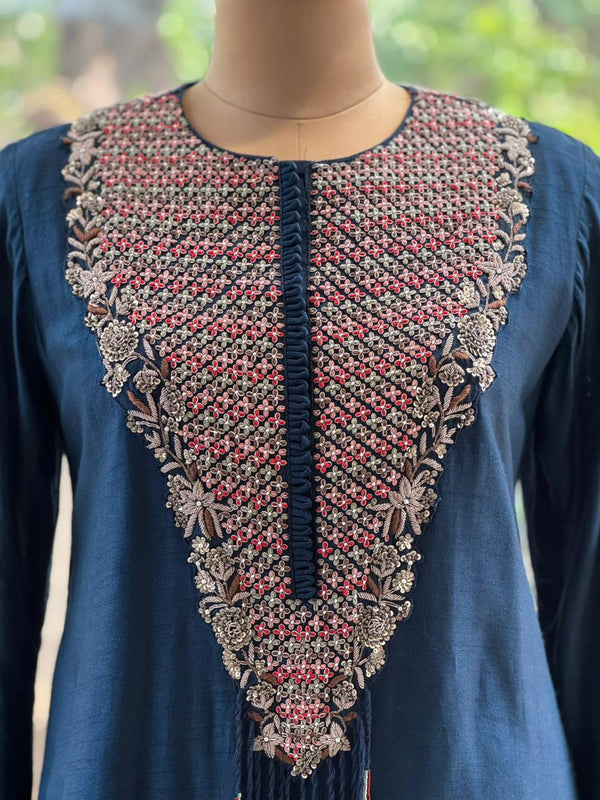 Blue Intricate Yoke Co ord