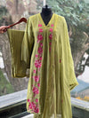 Green Mul V Neck Suit