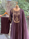 Dark Brownish Wine Dupatta Set