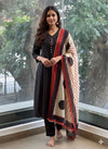 Black Printed Dupatta Set