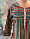 Pure Cotton Striped Kurta with Embroidery