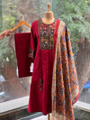 Maroon Printed Dupatta Set