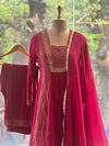 Maroon Tissue Panel Dupatta Set