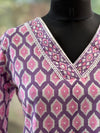 Purple lace V Neck Suit Set