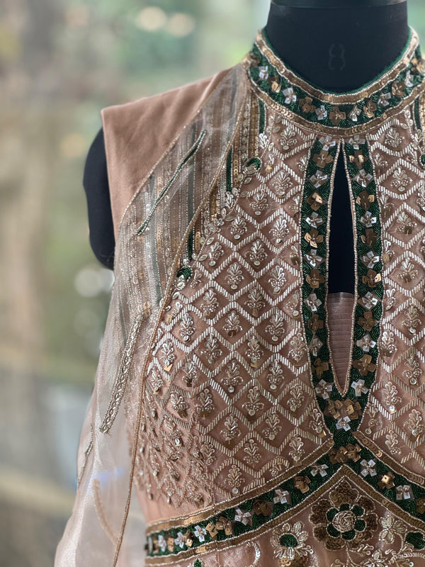 Light Peach designer Made Gown