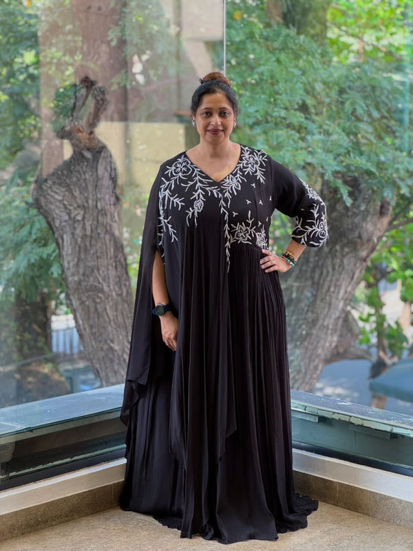 Black One Side Kaftan Gown