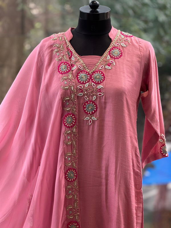 Pink Aplique Work Suit