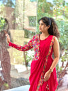 Red Embroidered Drape Set