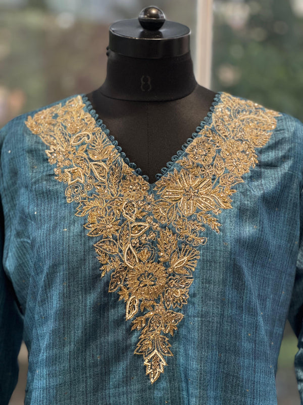 Blue Printed Dupatta Set