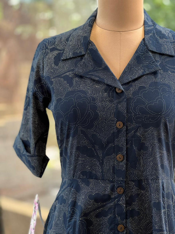 Blue Floral A-Line Tunic