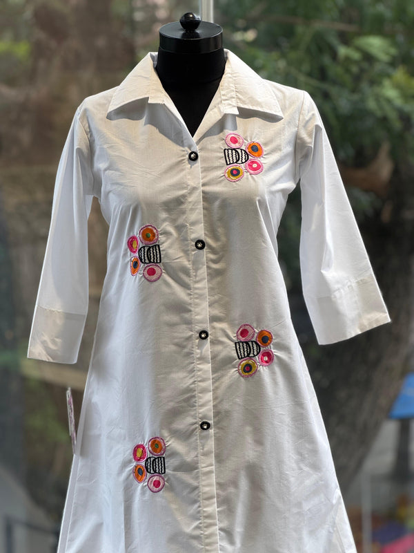 White Collared Neck Tunic
