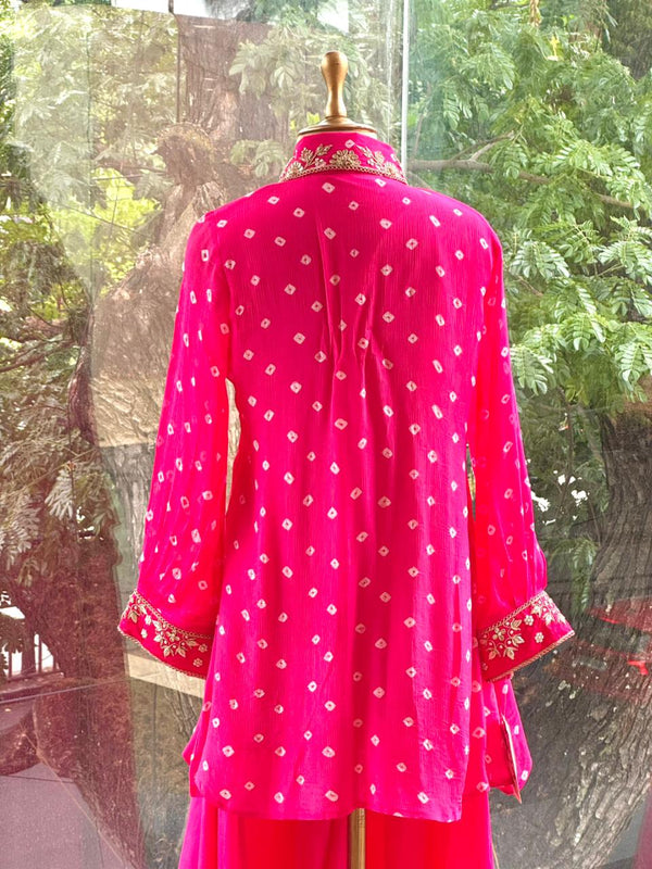 Pink Bandhej Palazzo Set