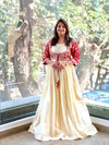 Crean/Red Bandhej Gown