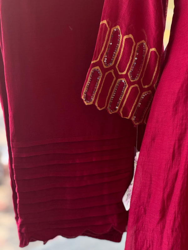 Maroon Pintux Yolk Suit Set