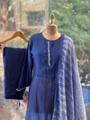 Blue Mul Suit with Shibori Dupatta