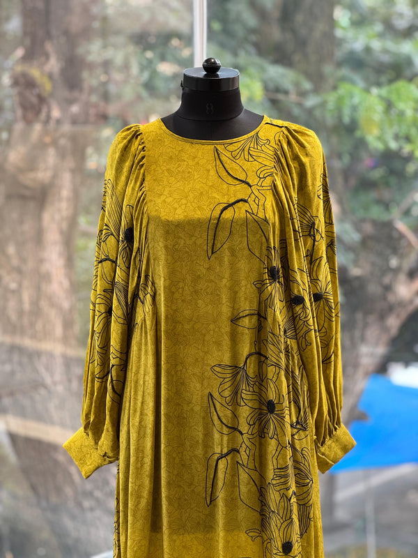 Green Puff Sleeves Tunic