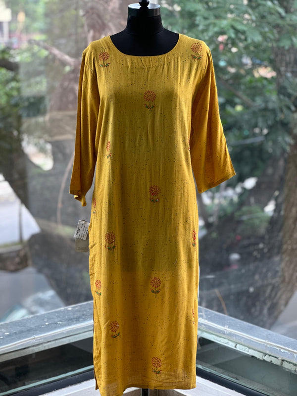 Yellow Kantha Flower Tunic