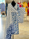 White/Blue Floral Suit Set