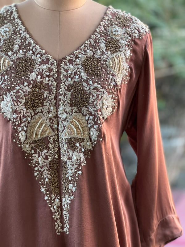 Brown Hand Work Harem Set
