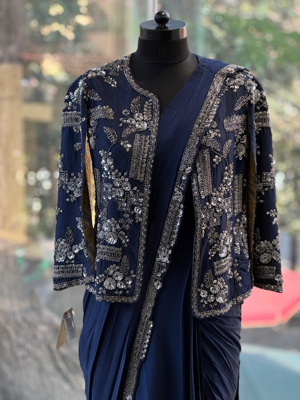 Navy Blue Designer Made Drape