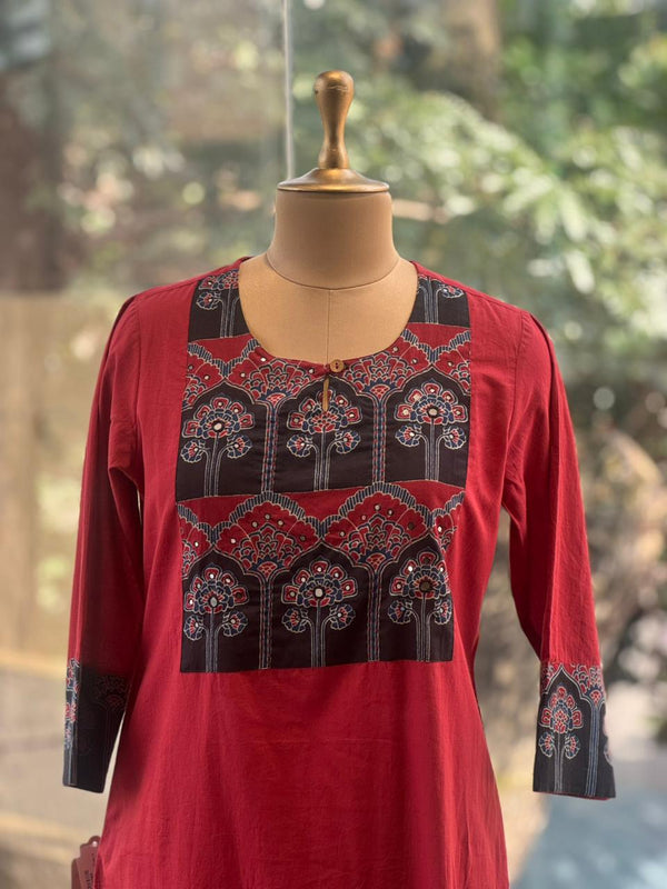 Maroon Block Print Suit