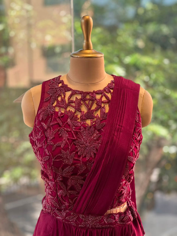 Maroon Intricate Work Drape