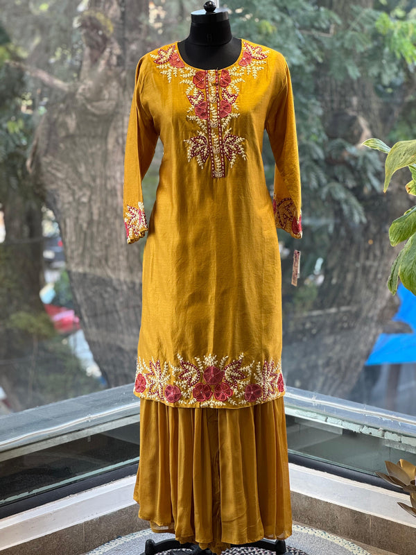 Yellow Embroidered Palazzo Set