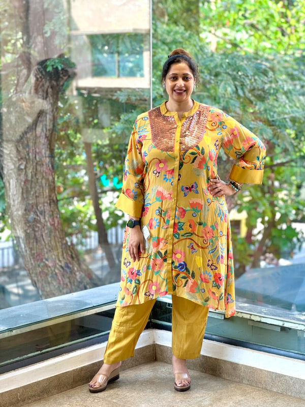 Yellow Floral Digital Printed Co Ord