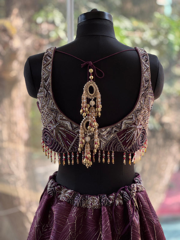 Wine Lehenga Set