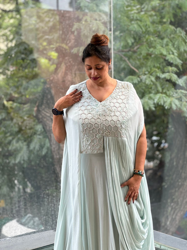Pastel Blue Kaftan Style Gown