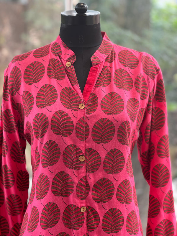 Pink Leaf Print Tunic