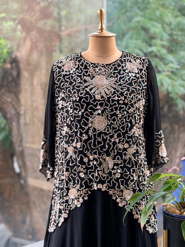 Black Gown with Intricate Handwork