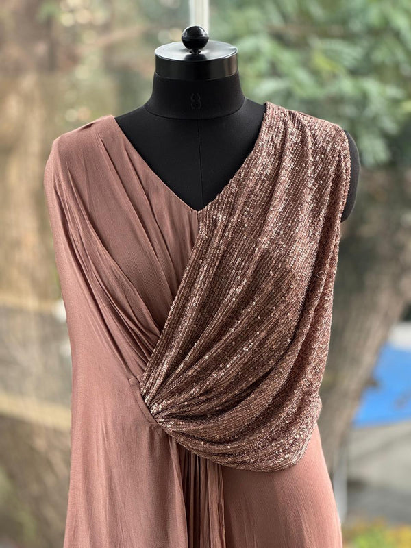 Brownish Beige Shimmer Gown