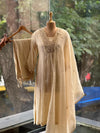 Beige Mul Dupatta Set