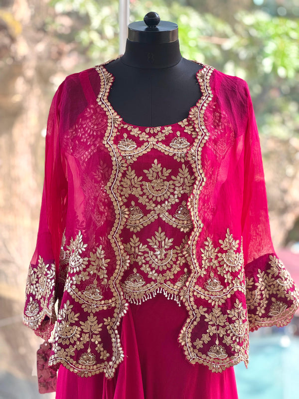 Pink Gota Work Lehenga Set