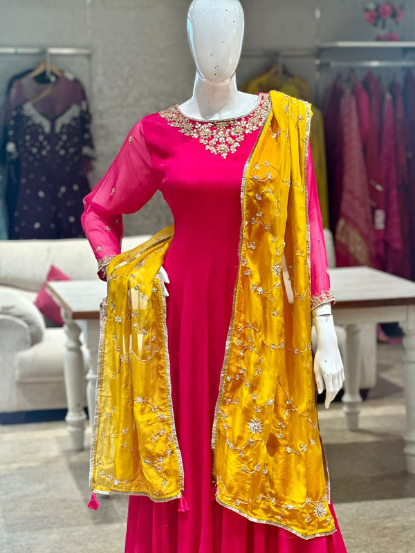 Pink Crepe Silk Gown