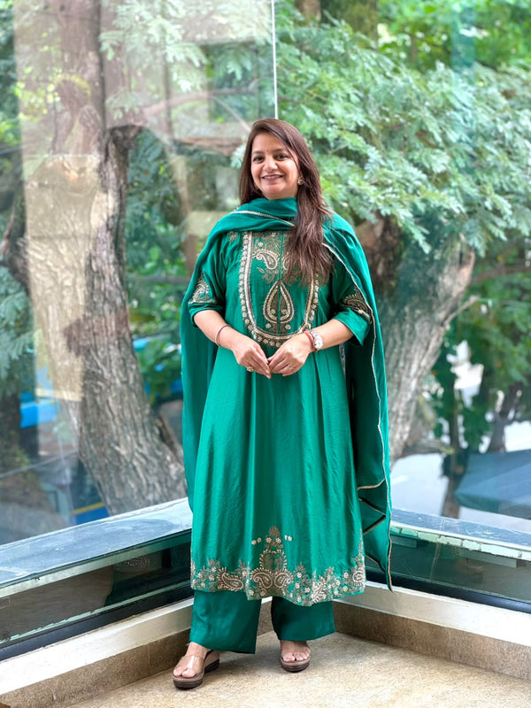 Emerald Green Dupatta Set