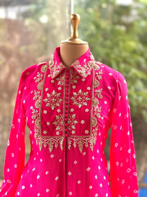 Pink Bandhej Palazzo Set