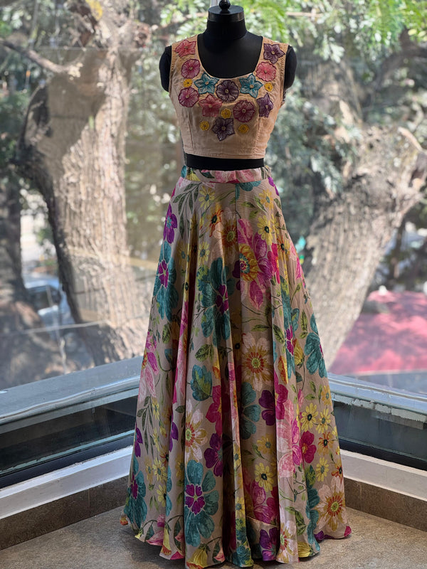 Beige Lehenga Set