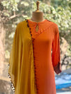 Orange Patch Work Dupatta Set