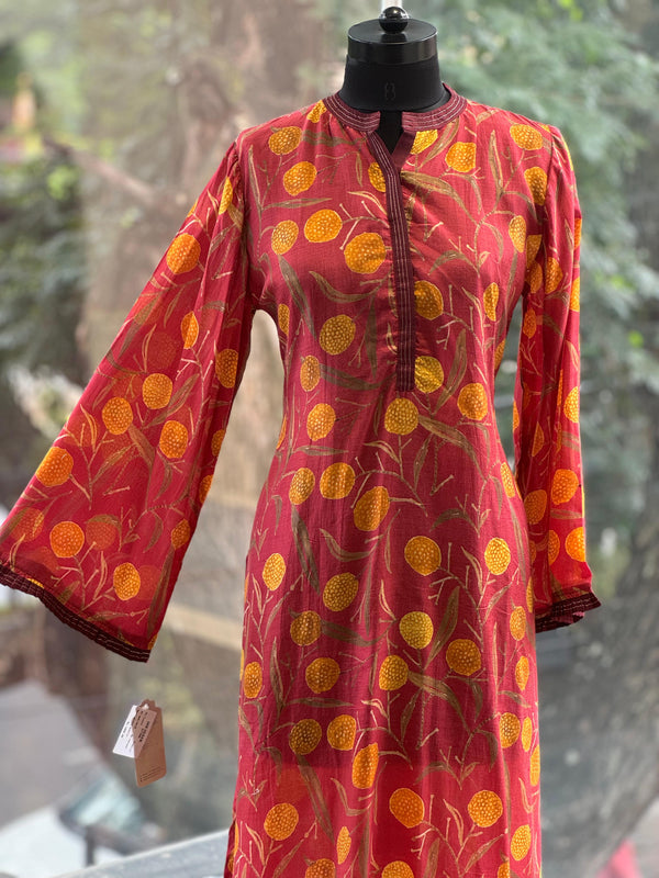 Rust Yellow Floral Printed Tunic