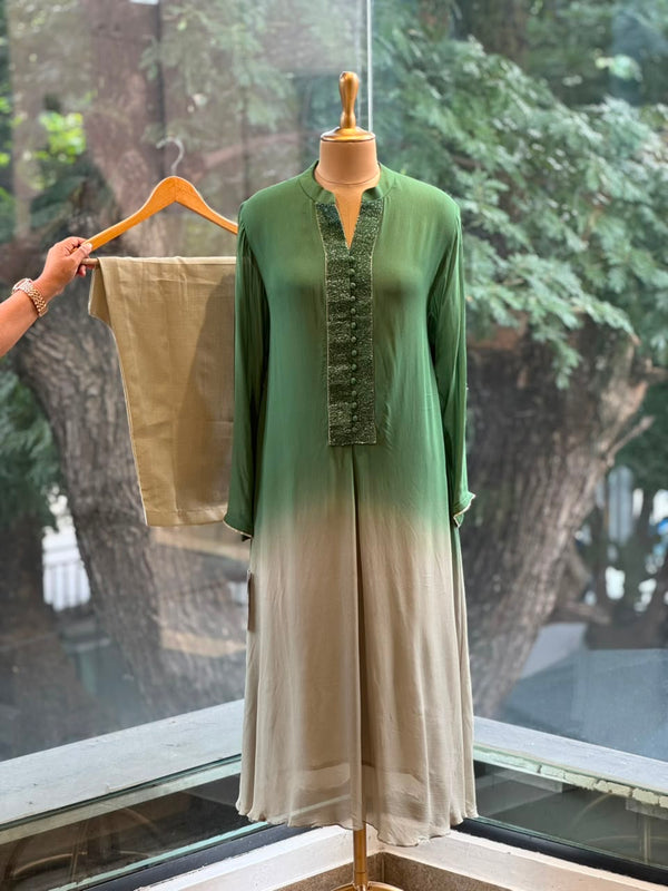 Green Shaded Kurta Set