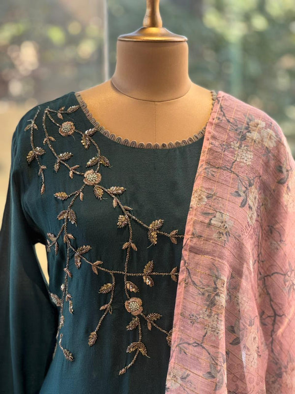 Green Dupatta Set