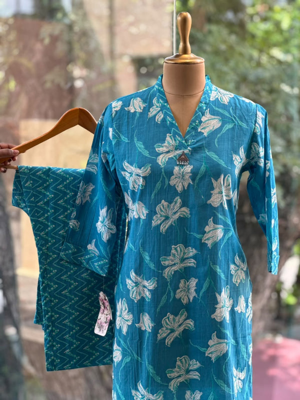 Sky Blue V Neck Co Ord