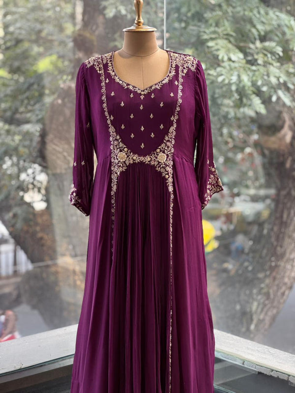 Purple Handwork Gown