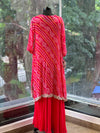 Red Bandhej Jacket Gown