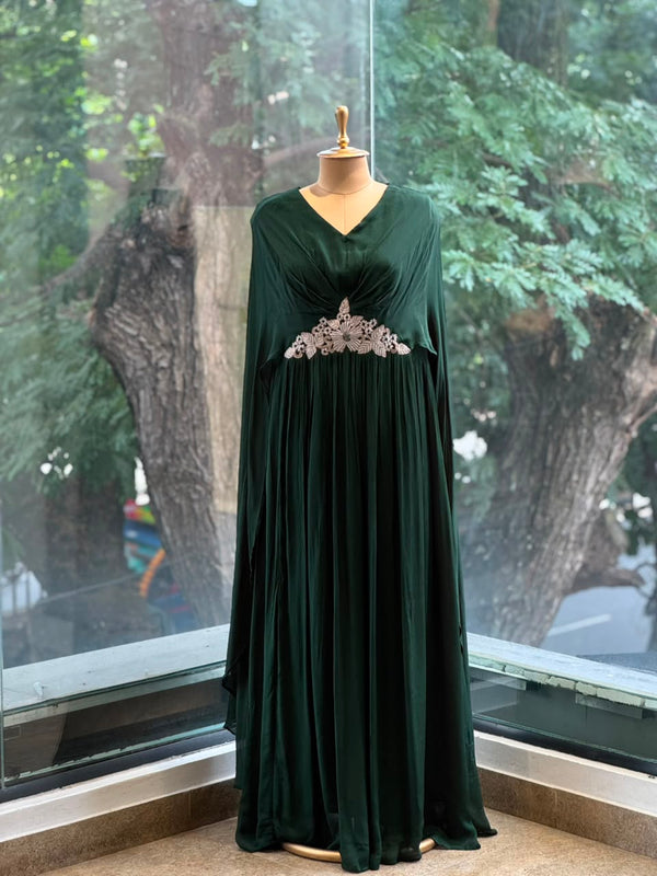 Green Satin Silk Gown