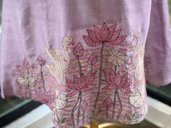 Purple Chanderi Silk Dupatta Set