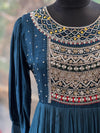 Blue Intricate Yolk Gown