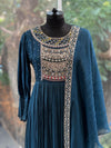 Blue Intricate Yolk Gown